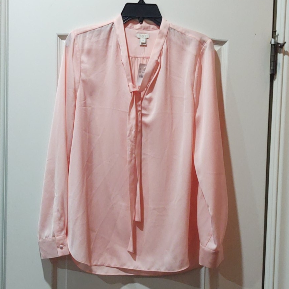 JCrew vneck Blouse - pink and silky